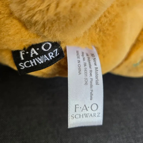 FAO Schwarz Plush Anniversary‎ Teddy Bear Toy Tan Gold Embossed Kids Room Decor - Picture 11 of 13